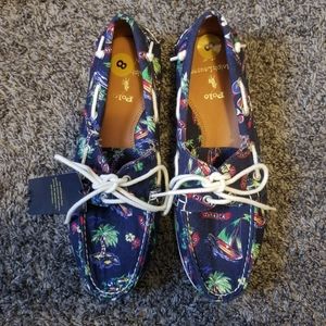 Ralph Lauren Polo Merton boat shoes fabric/leather multicolored Size 8D